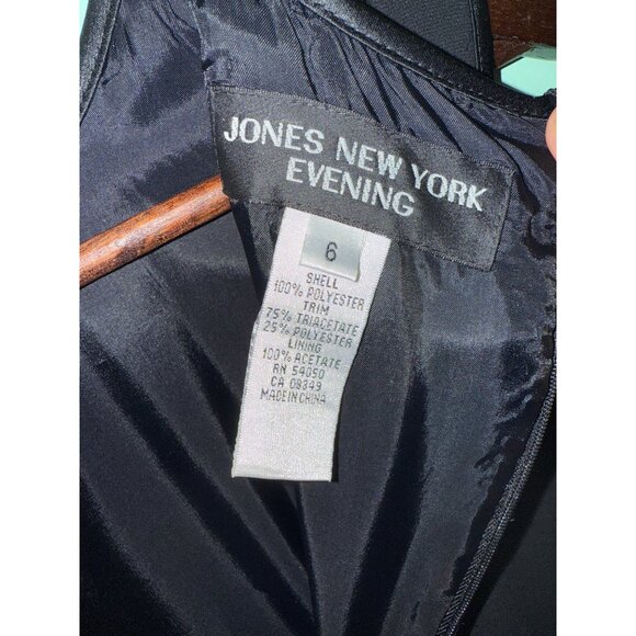 Jones New York Evening Black Sleeveless Beaded Trim Midi Dress Size 6 Polyester - Picture 5 of 11